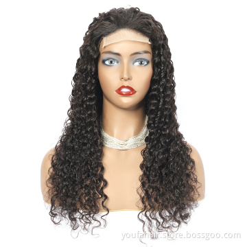 Factory Price Natural Unprocessed Virgin Human Hair Lace Front Wig Water Wave 4x4 Transparent Lace Closure Wig with Baby Hair